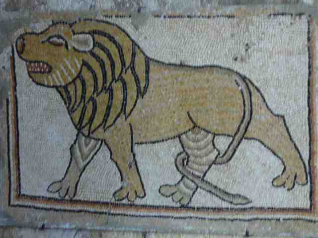 Lion mosaic from the archaeological museum at Maarat Al Nu'man, Syria