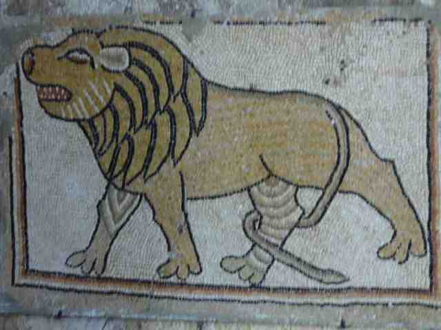 Lion mosaic from the archaeological museum at Maarat Al Nu'man, Syria